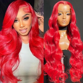 AAY Red Body Wave Human Hair Wig 200 Density 13x4 HD Lace Front Wigs Human Hair Pre Plucked with Baby Hair Red Lace Frontal Wig Colored Real Hair Glueless Wigs for Women 20 Inch