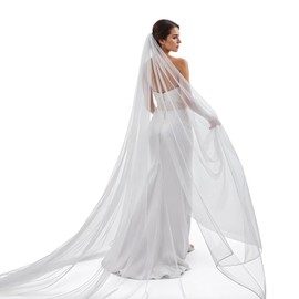 HaiFafafaing Bridal Veil Wedding Long 3 Metres Tulle Veil with Comb Single Layer Soft Bridal Veil Cathedral Wedding Veil Hair Accessories Wedding Dress, White, Unit size