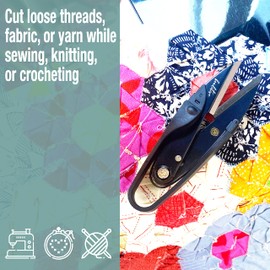 Beaditive Premium Thread Scissors - Thread Yarn Embroidery Cutter for Sewing, Quilting, Knitting, Jewellery Making - High Carbon Steel Blades with Protective Cap and Lanyard