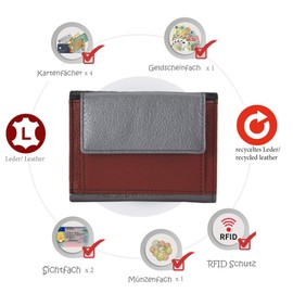 Sunsa Women's Wallet with RFID Protection Small Purse Leather Wallet with Many Credit Card Compartments Purse Purses for Women 81374, red, Classic