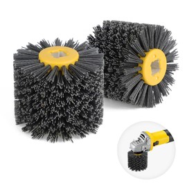 EXLECO 2 Nylon Brushes #120 Grit Wire Drawing Wheel Brush Polishing Brush for Satin Machine Black Abrasive Brush Polishing Disc Brush Bristle Brush Grit Brush for 19 mm Diameter Wood Brushes Machine