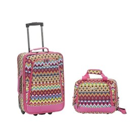HomeStock Lakeside Living Carry-On Luggage Set - Tribal Design, 2-Piece Set with Expandable 21" Upright and 14" Tote Bag, Clear in-Line Skate Wheels, Ergonomic Padded Handles