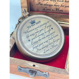 Adam Crafts God's Compass Brass Compass, Engravable Antique Gifts for Men, to My Son Premium Compass is Perfect Engraved Compass for Distinctive and Timeless Keepsakes (Pocket Compass with Chain)