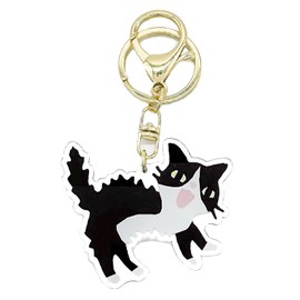 Miwaki Sya-ac Cat Acrylic Key Holder, Nascan Keyring, Simple, Cat Motif, Hand Painted, Made in Japan, Gold, bigeye thresher