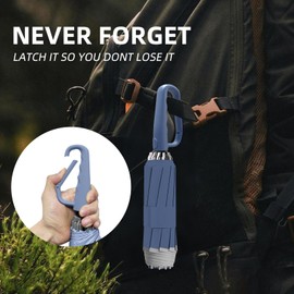 Trenovo Inverted Umbrella with Carabiner Handle, Compact Travel Windproof Umbrellas For Rain and Sun, Portable Reverse Folding UV Umbrella Upside Down, Large Car Umbrellas for Women Men (Blue)