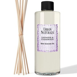 Urban Naturals Lavender Cedarwood Essential Oil Reed Diffuser Refill | Large 8 Ounce Size | Includes a Free Set of Reed Sticks! Made in The USA