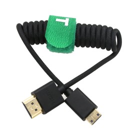 HangTon 8K 4K 60p Mini HDMI to HDMI 2.1 Braided Coiled Cable for Nikon Z5 Z6II Z7 D750 Sony CX7 SR7E Canon EOS R RP 5DIV ATOMOS Ninja V Portkeys Feelworld Video Assist Monitor Type A C