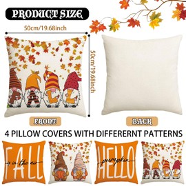 Sunshine smile Pack of 4 Autumn Cushion Covers, Autumn Thanksgiving Cushion Covers, Autumn Decoration, Decorative Cushion Cover for Sofa, Couch, Bed, Garden, Outdoor Home Decor