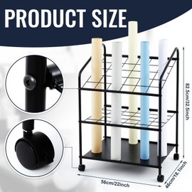WILLBOND 30 Slots Blueprint Storage Rack Wire Roll File Holder with Wheels Metal Blueprint Storage Bin Cart Paper Holder Cabinet Vertical Tube Poster Organizer(32. 28 x 18. 11 x 22. 06 Inch)