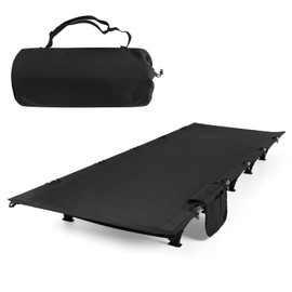 FAHKNS Lightweight Camping Cot, Ultralight Folding Bed for Camping, Hiking, Travel, Portable Compact for Outdoor Travel， Black
