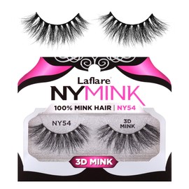 Laflare 3D NY Mink Eyelashes, 100% Real Mink Hair Lashes, Luxury Makeup, Natural, Light, Trendy, Variety, Reusable, Multi layered Real Mink Hair Lashes (NY54)