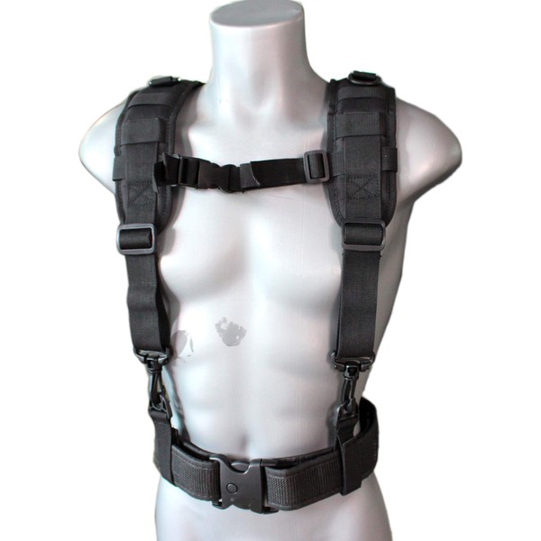 MeloTough Tactical Outdoor H-Harness Duty Belt Suspenders Black (Battle Belt not Included)