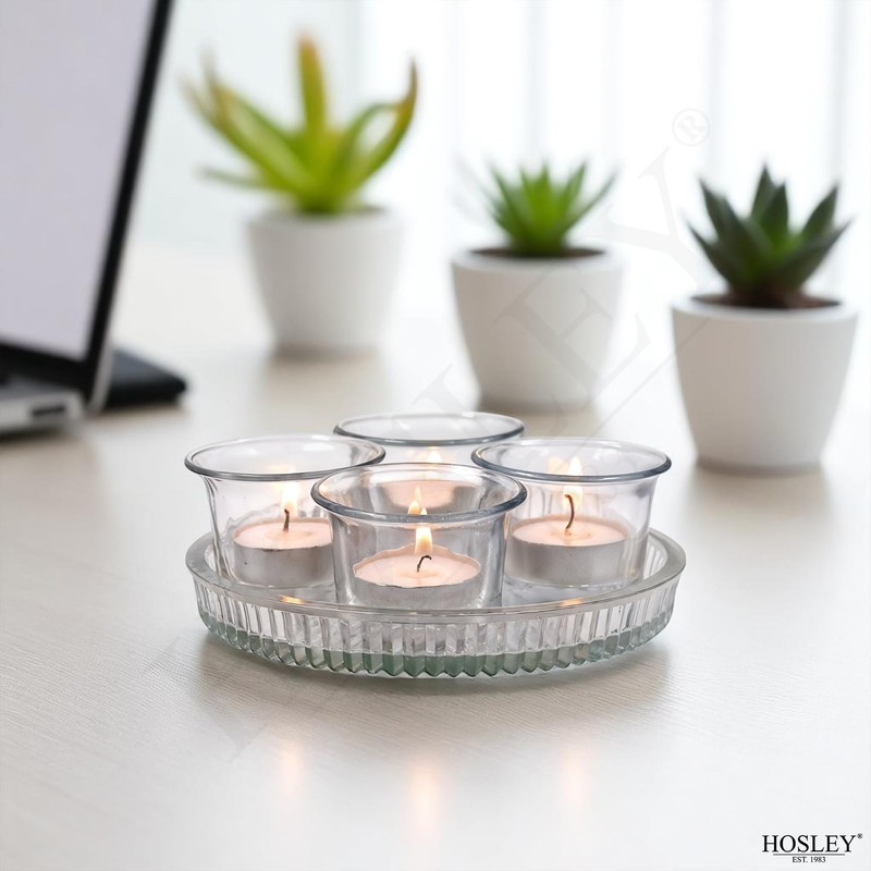 Hosley 2.5 Inch Diameter Clear Glass Oyster Tea Light Holders