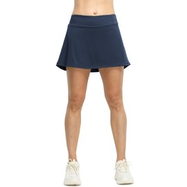 icyzone Faldas atléticas para mujer, falda de tenis para entrenamiento, correr, golf, con bolsillos, marino, S