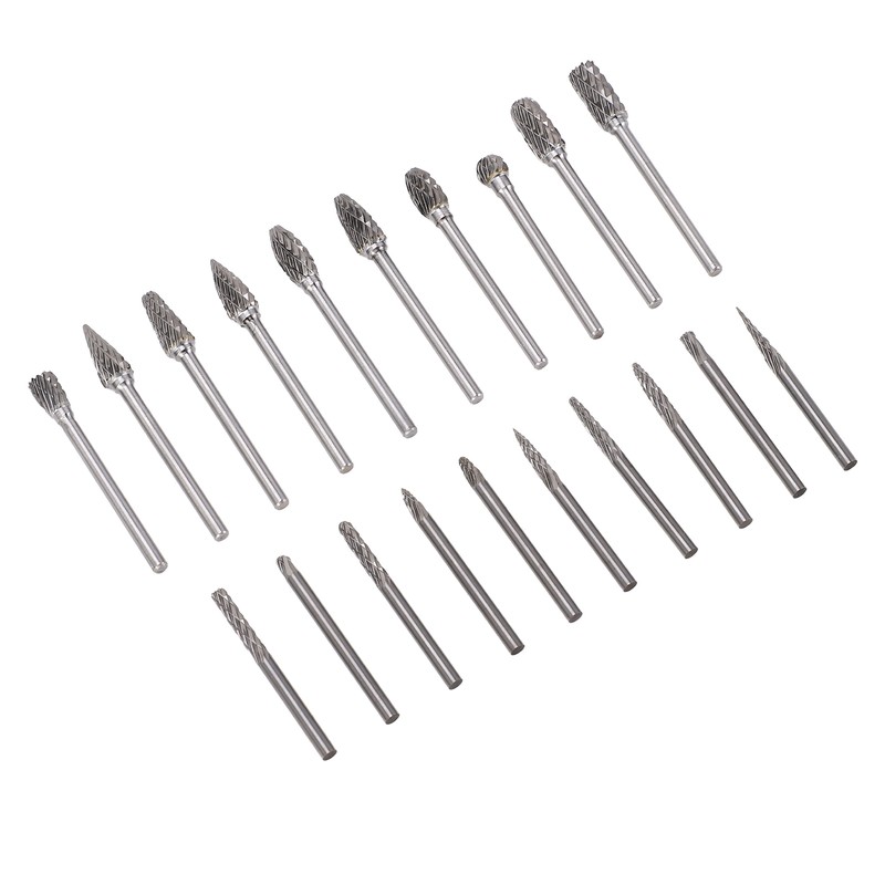 20Pcs Tungsten Carbide Carving Bits Double Cut Rotary Burr Set