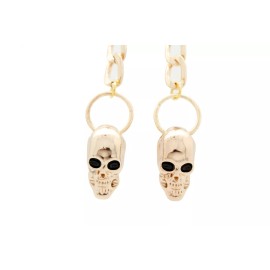 Unbranded Women Earring Set Gold Metal Chain Links Hook Skeleton Skull Charm Rocker Gothic