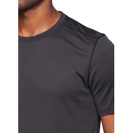 RBX Men's Textured Quick Drying Short Sleeve Performance Tee Jacquard Black-Charcoal S