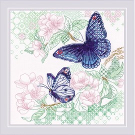 Riolis 1946 Counted Cross Stitch Lightness Blackwork Counted Cross Stitch Set, Cotton, The Ease of Spring, 20 x 20 cm
