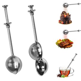 UHETLET Pack of 2 Tea Strainer for Loose Tea Tea Infuser Stainless Steel Teaballs with Telescopic Handle Tea Tongs for Loose Tea Flour Strainer Tea Strainer Ball Tea Infuser Tea Egg Tea Accessories