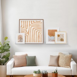 HBlife 48 Inches Invisible Wall Floating Bookshelf for Kids and Nursery, Clear Acrylic Shelves for Figures, 4 Pack (5MM Thick)