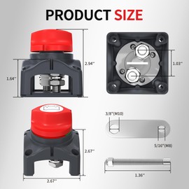 Top Post Battery Disconnect Switch 12V-48V Battery Disconnect Switch 12 Volt Waterproof Cut Off Switch Positive On/Off for Marine Car RV Boat ATV UTV Vehicles
