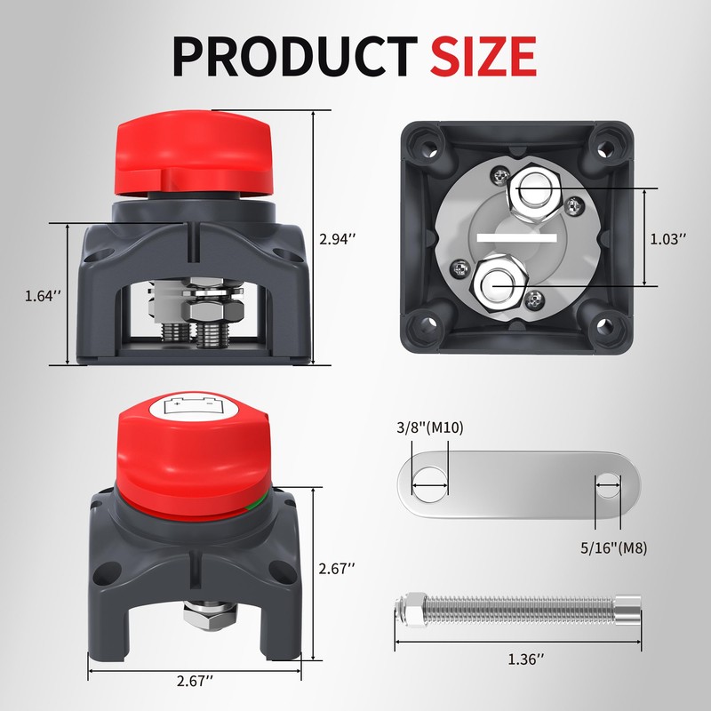Top Post Battery Disconnect Switch 12V-48V Battery Disconnect Switch 12