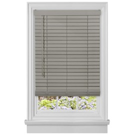 PowerSellerUSA Cordless Window Blinds, Privacy & Room Darkening 2" Slats Vinyl Mini Blind, Anti-UV Window Treatment, Gray Plantation Blind, 34" Width x 64" Length, (Fits Windows 23" - 74")