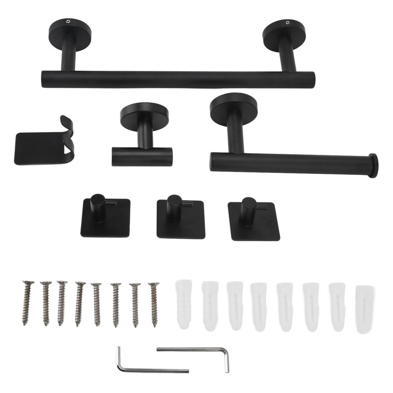 Bathroom Stainless Steel Towel Rack 7 Piece Set Rustproof Colorfast