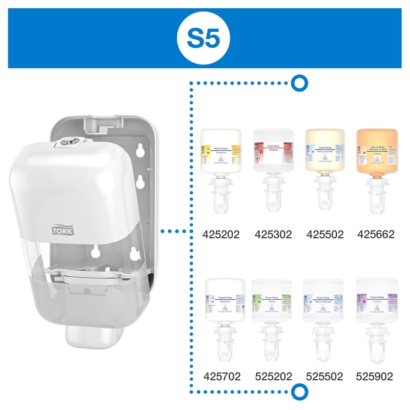 Title: Tork Mini Soap and Sanitiser Dispenser White S5, Foam,