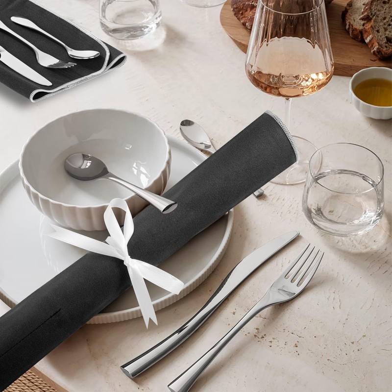 Nangua 6 Pieces Anti-tarnish Silverware Protective Bag, Black Silver Protection