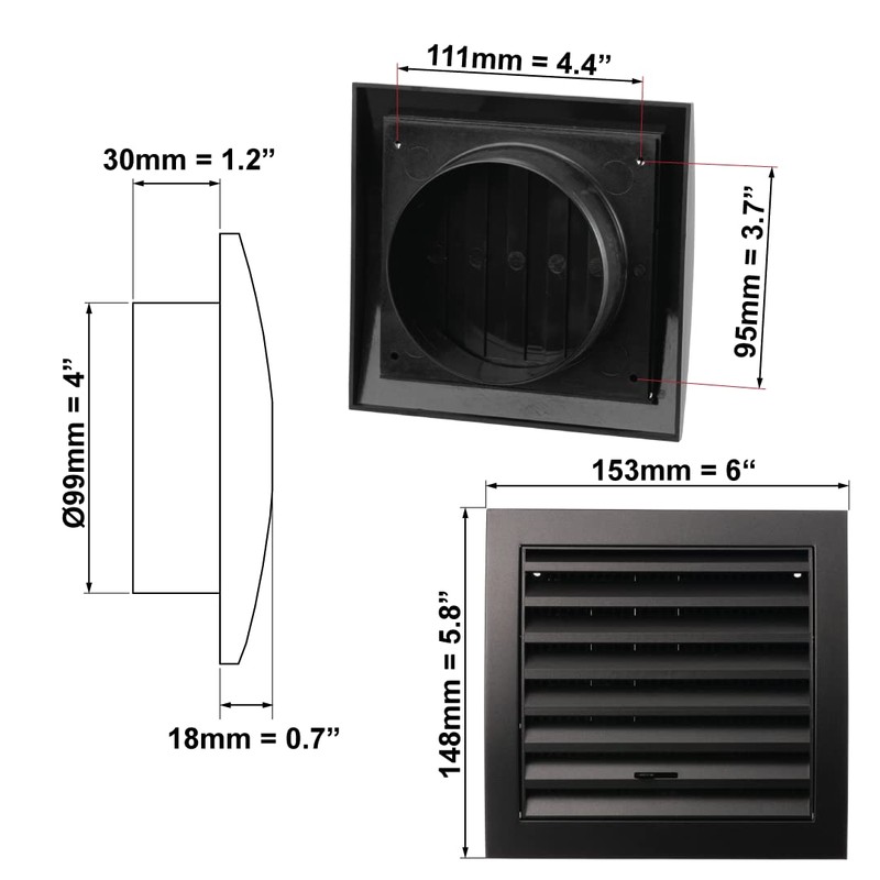 Ø 100mm / 4 inch Air Vent Cover - Adjustable