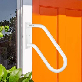 18.5inch Handrail for Outdoor Steps 304 Stainless Steel Grab Bar with Polished White Finished SDNBHT Wall Mounted Handrail Stair Railing for Garage Entry Interior or Exterior Stairway(18.5' White)