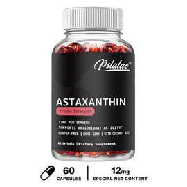 Pslalae|Astaxanthin Capsules |12mg|Astaxanthin|Cardiovascular|Energy|Immune System|60/120 Capsules - quantity: 60 Capsules