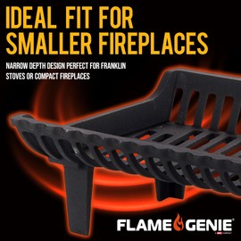 Flame Genie Fireplace Grate - Self-Feeding Fireplace Tools, Cast Iron, Wood Stove Accessories, Fire Logs, Fireplace Grates, 4" Leg Clearance - G22-4-BX