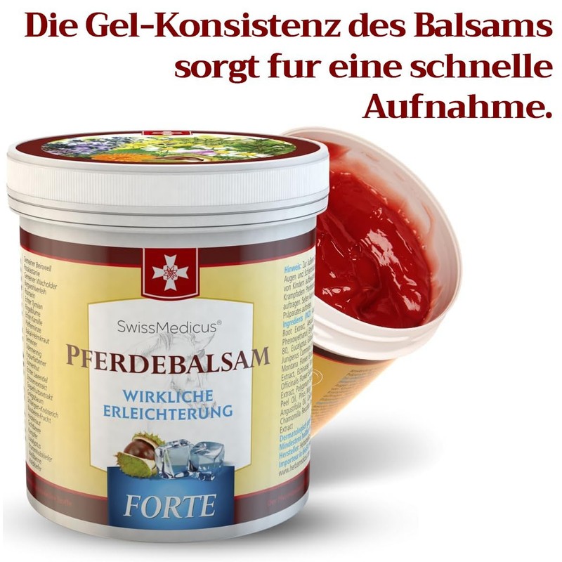 SwissMedicus Horse Balm Massage Gel with 25 Herbal Extracts (Beinwell,
