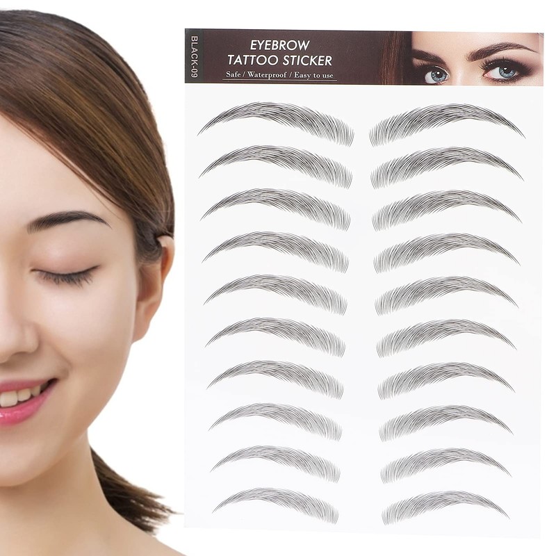 6D Eyebrow Tattoo Sticker, Eyebrow Shaping Stencils, Semi-Permanent, Hair-Like, Waterproof