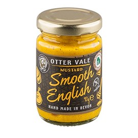 Otter Vale Smooth English Mustard, hot classic mustard with a twist, hand-made in Devon, gluten-free, 90g glass jar