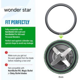 Gasket Replacement Rubber Seal Ring Gaskets for Nutribullet Parts Accessories Blender 900 Series 600W and 900W||Outside Diameter - 3.9 inches, Inside Diameter - 3.4 inches, Thickness - 0.24 inches.