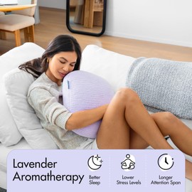 Quiet Mind Lavender Scented Weighted Body Pillow for Kids & Adults, Large (12lb) – Lavendar Infused Aroma with Recycled Glass Beads & Chemical-Free Fabric – Sensory Sleep Cuddle Pillow