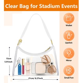 Clear Bag for Women Stadium Approved, Clear Purses, Clear Messenger PVC Clear Bags Small Clear Stadium Bag for Concerts Sports Events Festivals Gift