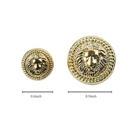 AUEAR, 30 Pieces Gold Vintage Antique Metal Blazer Button Lion Head Buttons for Suits Sport Coat Uniform Jacket 2 Sizes