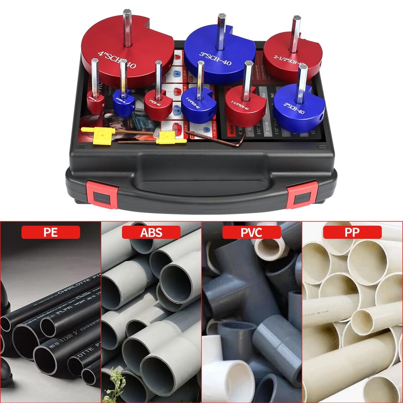 9 PCS PVC Pipe Reamer Kit, Fitting Saver Contains 1/2",3/4'',