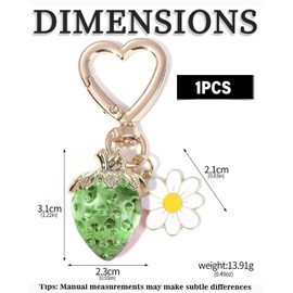 BNREOZA 1 Piece Cute Strawberry Keychain, Elegant Women Keychain, Cute Decorative Pendant, Bag Accessory for Girls, Women, Purse, Backpack, Green