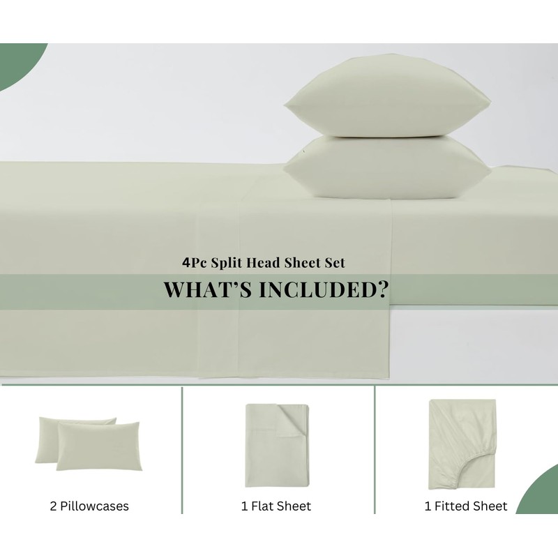 Top Split King Sheets Sets for Adjustable beds, Sheets for