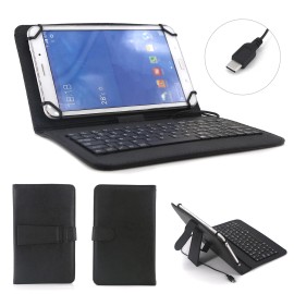 Universal Wired Type-C Slim BLACK Lightweight Stand Cover Keyboard Case for 7inch Tablets