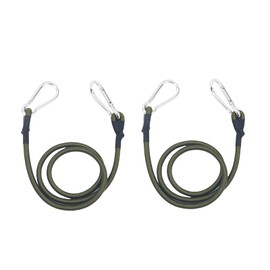 ゴムバンド フック付き カラビナ 荷物固定 荷崩れ防止 自由調整 アウトドア用品 自由調整 2本セット グリーン (8mm*90cm)