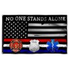 mokarier Firefighter EMT Police Flag No One Stands Alone First