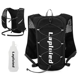 Lapluied 5L Running Vest for Men and Women with 500 ml Water Bottle, Adjustable Running Backpack with 9 Pockets, 160 g Ultralight Hydration Vest Running Reflective Running Vest for Fitness Outdoor