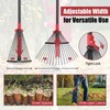 Garden Rake for Leaves: 70 Inch Adjustable Long Handle 18