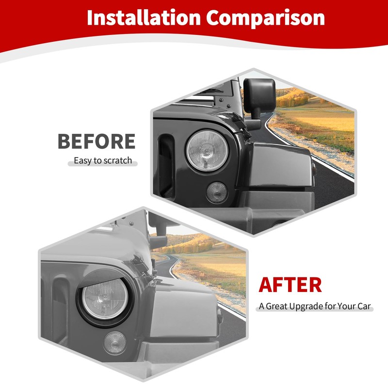 JOSHELA for Jeep JK Angry Eyes Headlight Cover Trim Fit